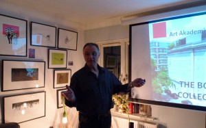 David holding a lecture at trackside.contemporary gallery