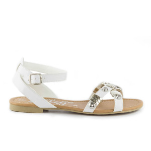 Shoe Zone Lilley Womens White Strappy Sandal with Metal Trim 12.99 now 9.99
